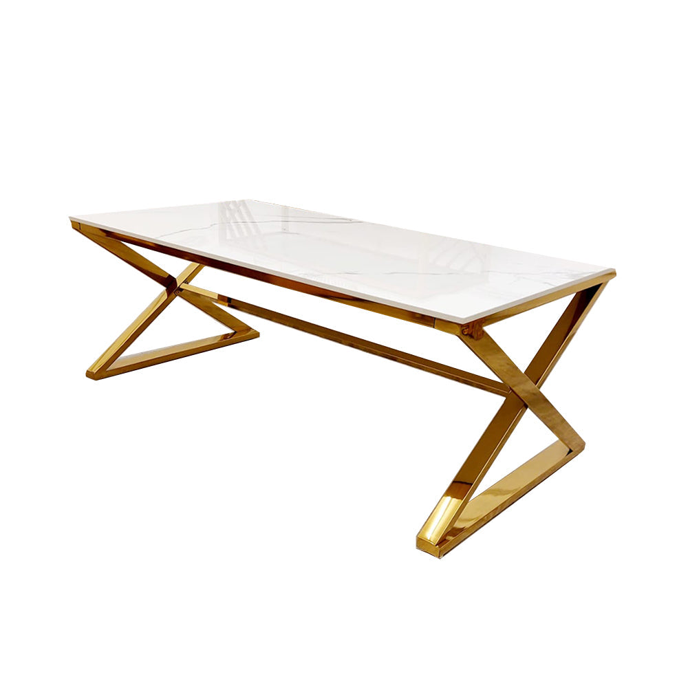 PROMO Zion Gold Coffee Table with Polar White Sintered Top