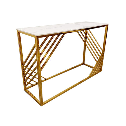 PROMO Azure Gold Console Table with Polar White Sintered Top