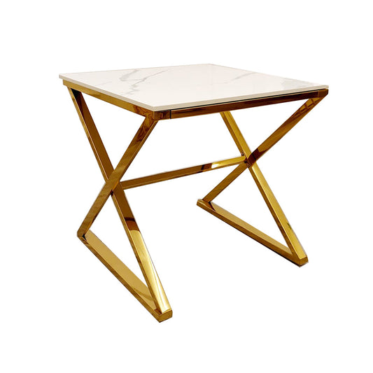 PROMO Zion Gold Lamp Table with Polar White Sintered Top