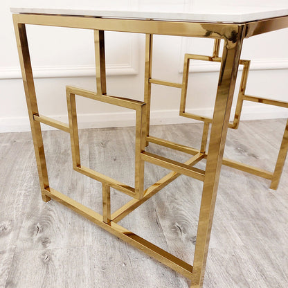 PROMO Geo Gold Lamp Table with Polar White Sintered Top