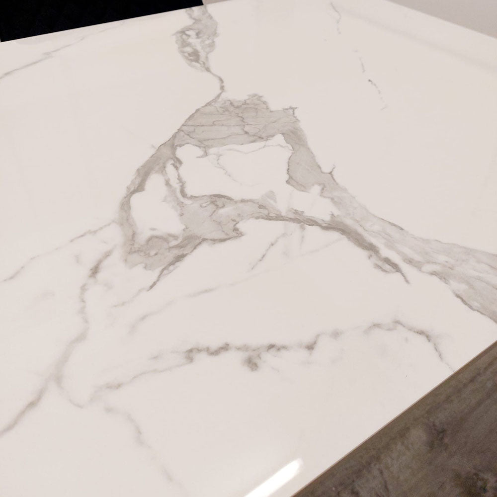 PROMO Titus Dining Set Polar White with 4 Luna Navy Chairs