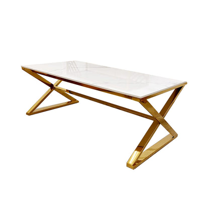 PROMO Zion Gold Coffee Table with Polar White Sintered Top