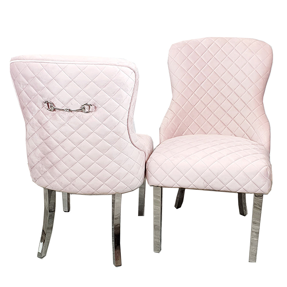 Kate Dining Chair ALL COLOURS with Chrome Clasp Quilted Back