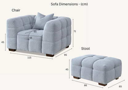 Aluxo Tribeca Sofa Range in Oatmeal Boucle Fabric