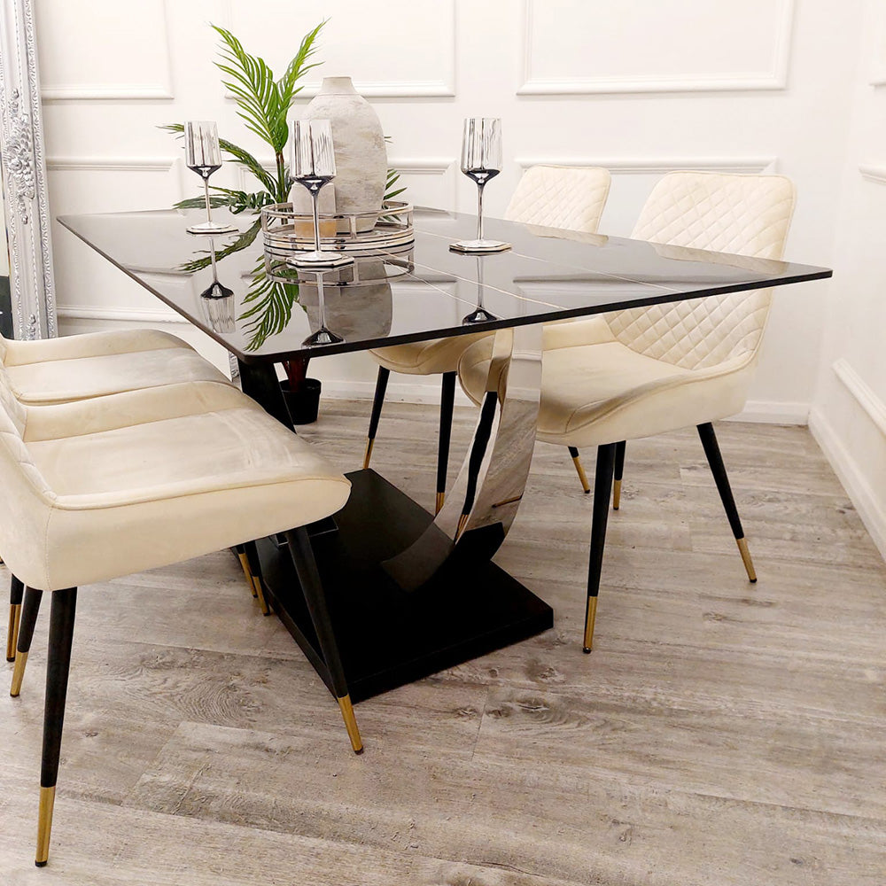 PROMO - Venus 1.6 Chrome Dining Table with Black Sintered Stone Top