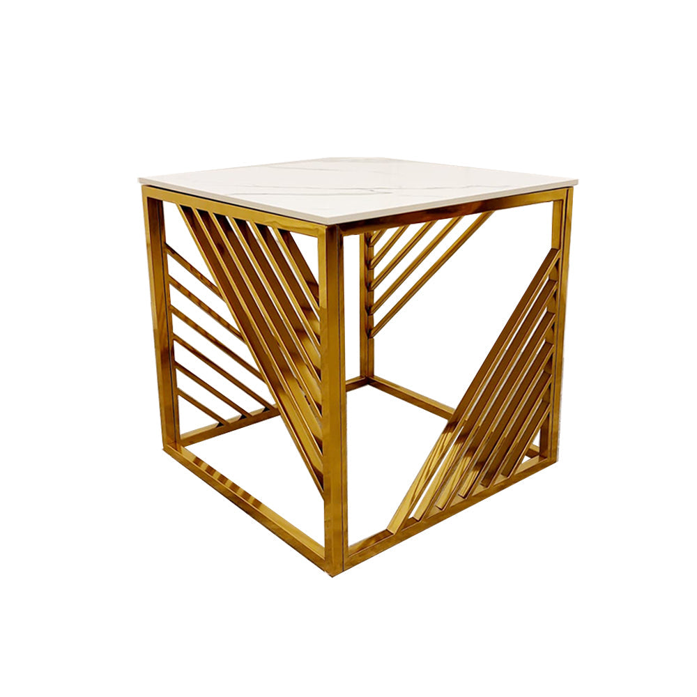 PROMO Azure Gold Lamp Table with Polar White Sintered Top