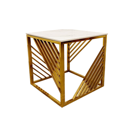 PROMO Azure Gold Lamp Table with Polar White Sintered Top