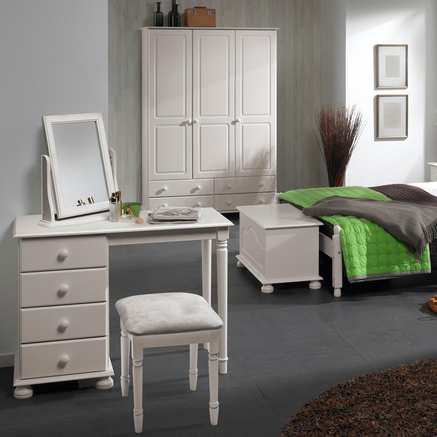 Copenhagen Single Dressing Table in White