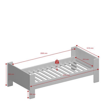 Steens for Kids Single Bed, Includes - Under Bed Drawer Section 2 Drawers in Whitewash Grey Brown Lacquered