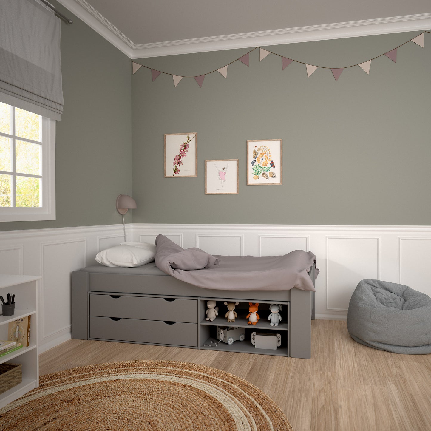 Steens for Kids Under Bed Drawer section 2 Drawers Folkestone Grey