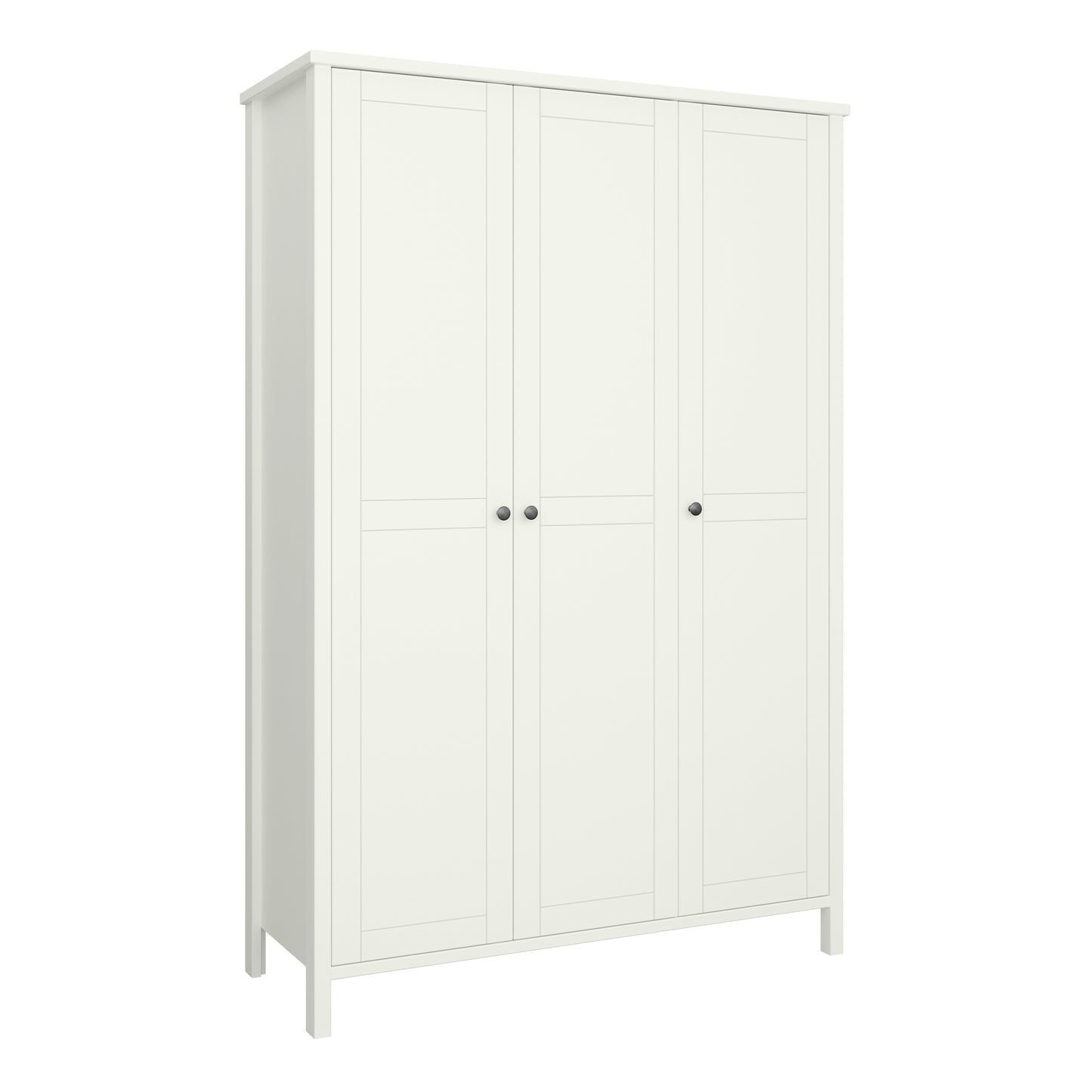 Tromso 3 Doors Wardrobe White with Leather Handles