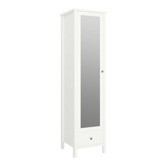 Tromso 1 Mirror Door + 1 Drawer Wardrobe White 050