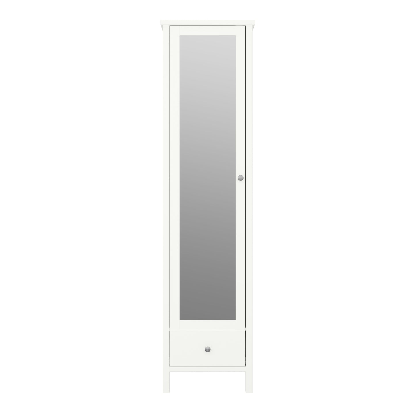 Tromso 1 Mirror Door + 1 Drawer Wardrobe White 050