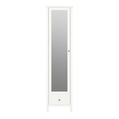 Tromso 1 Mirror Door + 1 Drawer Wardrobe White 050