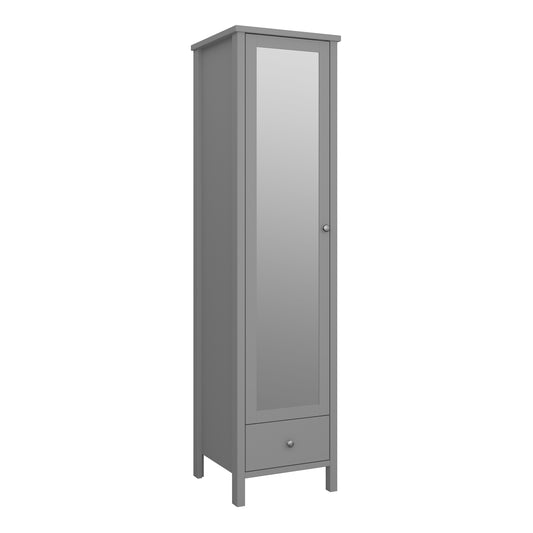 Tromso 1 Mirror Door + 1 Drawer Wardrobe Folkestone Grey