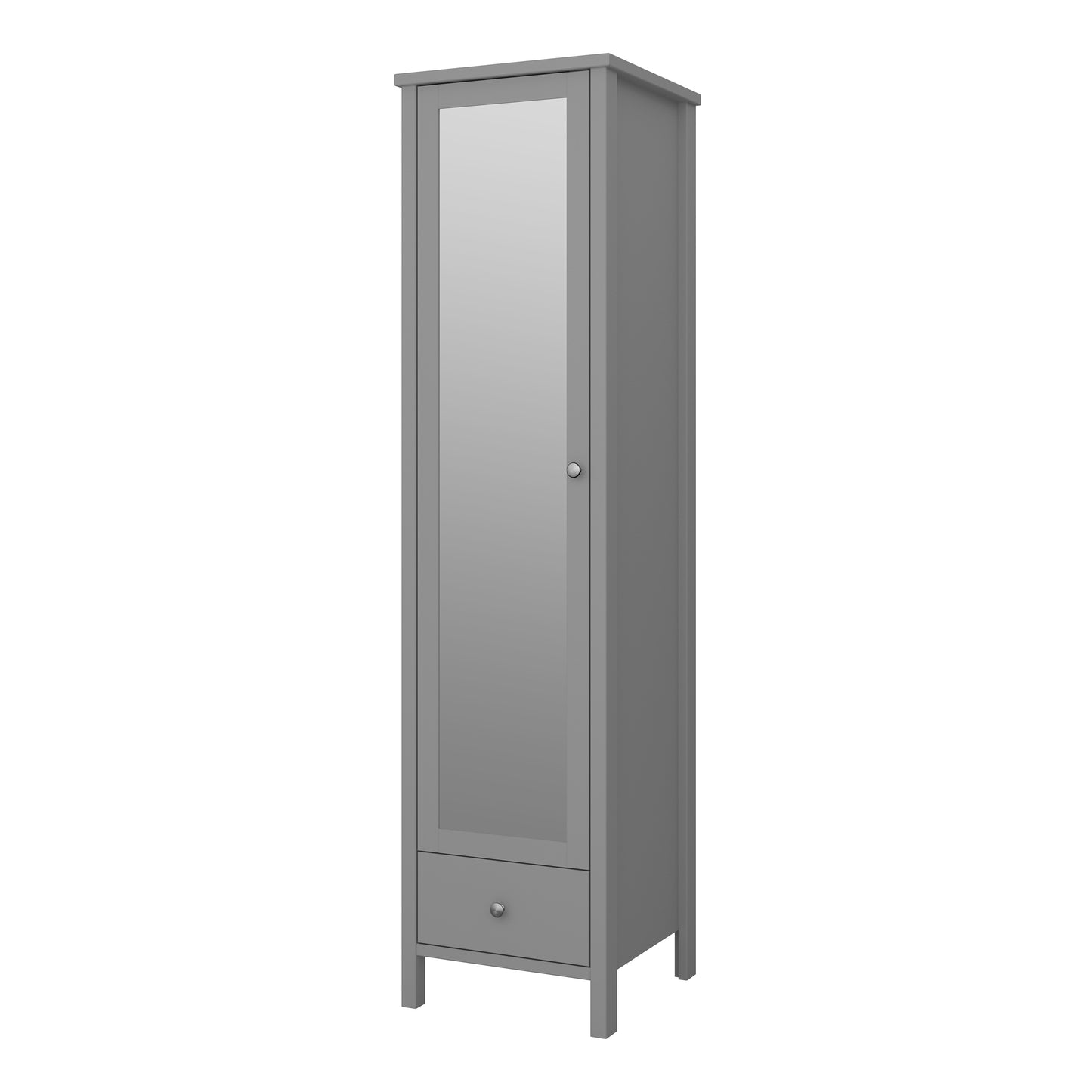 Tromso 1 Mirror Door + 1 Drawer Wardrobe Folkestone Grey