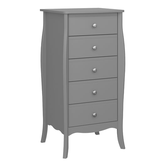 Baroque 5 Drw Narrow Folkestone Grey with Rose Gold Colour Handles