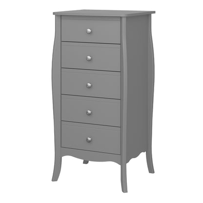 Baroque 5 Drw Narrow Folkestone Grey with Rose Gold Colour Handles