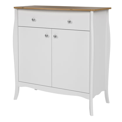 Baroque Sideboard 2 Doors + 1 Drawer, Pure White Iced Coffee Lacquer