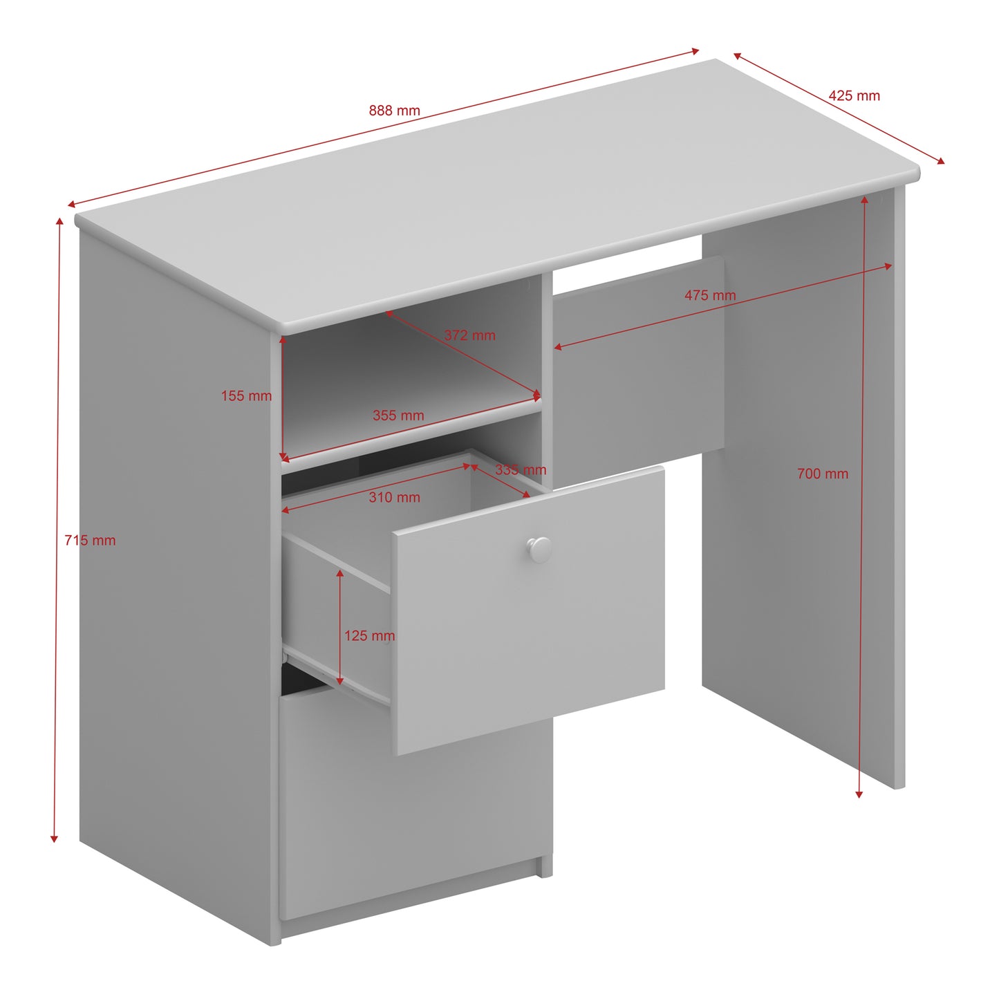 Memphis Desk 2 Drawers in Folkestone Grey