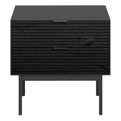 Soma Bedside Table 2 Drawers Granulated Black Brushed Black