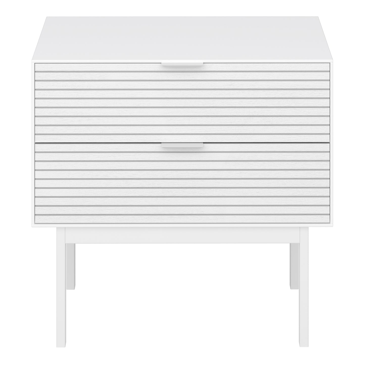 Soma Bedside Table 2 Drawers Granulated pure White Brushed White