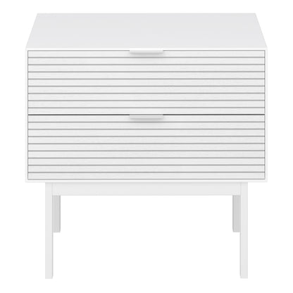 Soma Bedside Table 2 Drawers Granulated pure White Brushed White