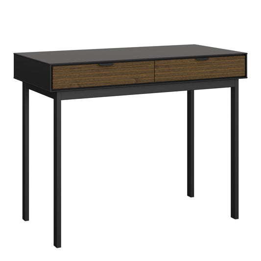 Soma Bedside Table 2 Drawers Granulated Black Brushed espresso