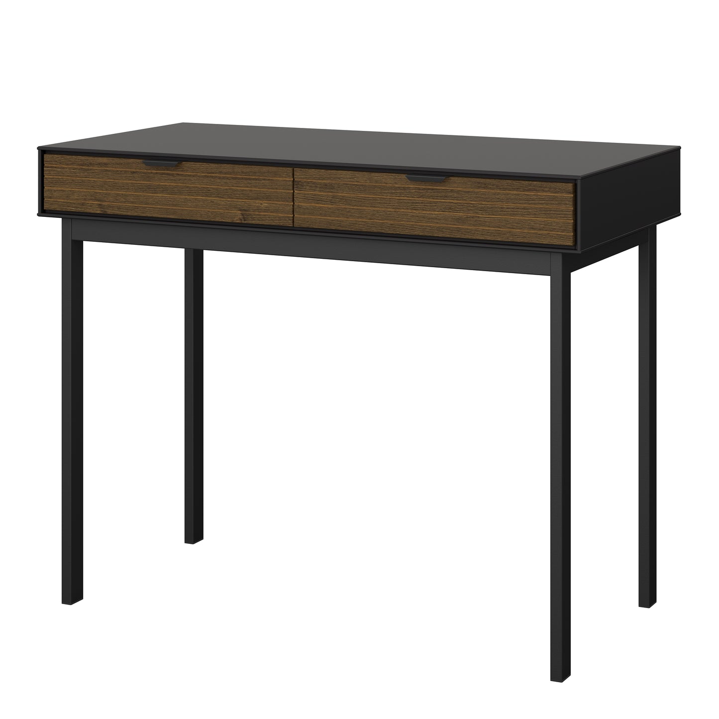 Soma Bedside Table 2 Drawers Granulated Black Brushed espresso