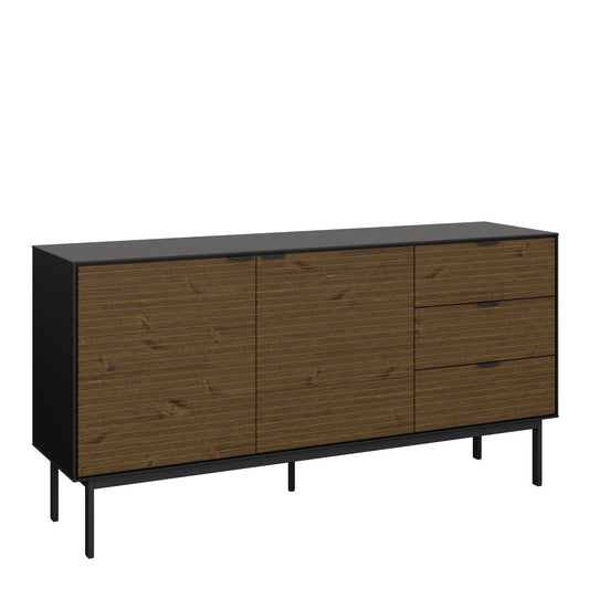 Soma Sideboard 3 Doors Granulated Black Brushed espresso