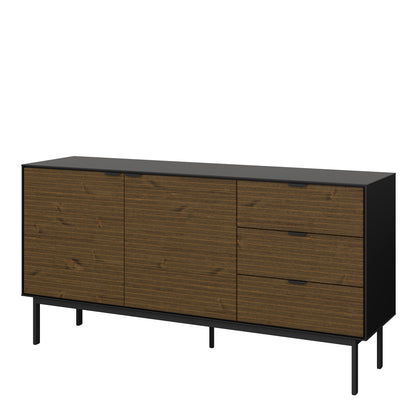 Soma Sideboard 3 Doors Granulated Black Brushed espresso