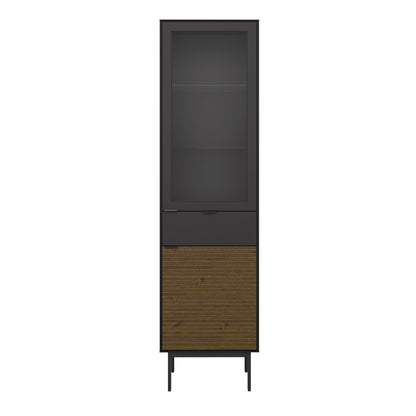 Soma Showcase 1+1 Door + 1 Drawer, Granulated Black Brushed espresso