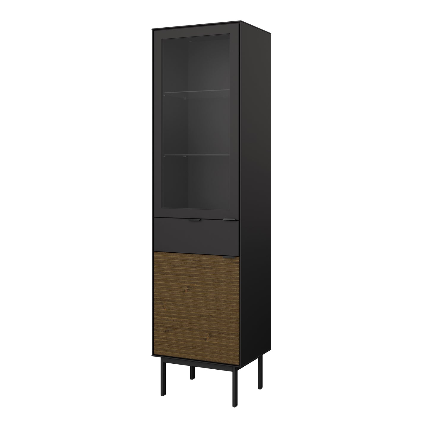 Soma Showcase 1+1 Door + 1 Drawer, Granulated Black Brushed espresso