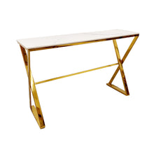 PROMO Zion Gold Console Table with Polar White Sintered Top