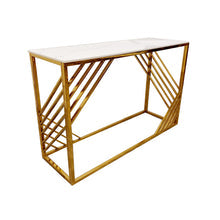 PROMO Azure Gold Console Table with Polar White Sintered Top