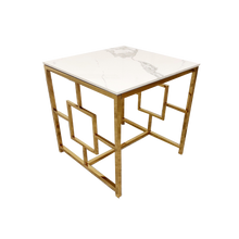 PROMO Geo Gold Lamp Table with Polar White Sintered Top