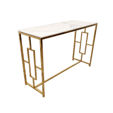 PROMO Geo Gold Console Table with Polar White Sintered Top