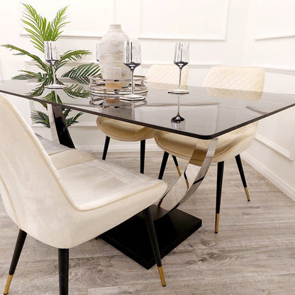 PROMO - Venus 1.6 Chrome Dining Table with Black Sintered Stone Top