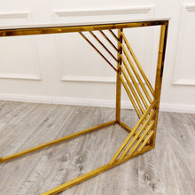 PROMO Azure Gold Console Table with Polar White Sintered Top