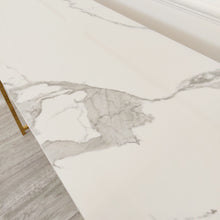 PROMO Geo Gold Console Table with Polar White Sintered Top