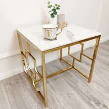 PROMO Geo Gold Lamp Table with Polar White Sintered Top