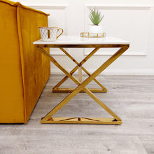 PROMO Zion Gold Lamp Table with Polar White Sintered Top
