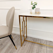 PROMO Geo Gold Console Table with Polar White Sintered Top