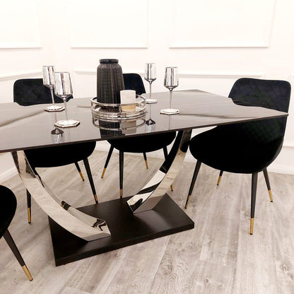 PROMO - Venus 1.6 Chrome Dining Table with Black Sintered Stone Top