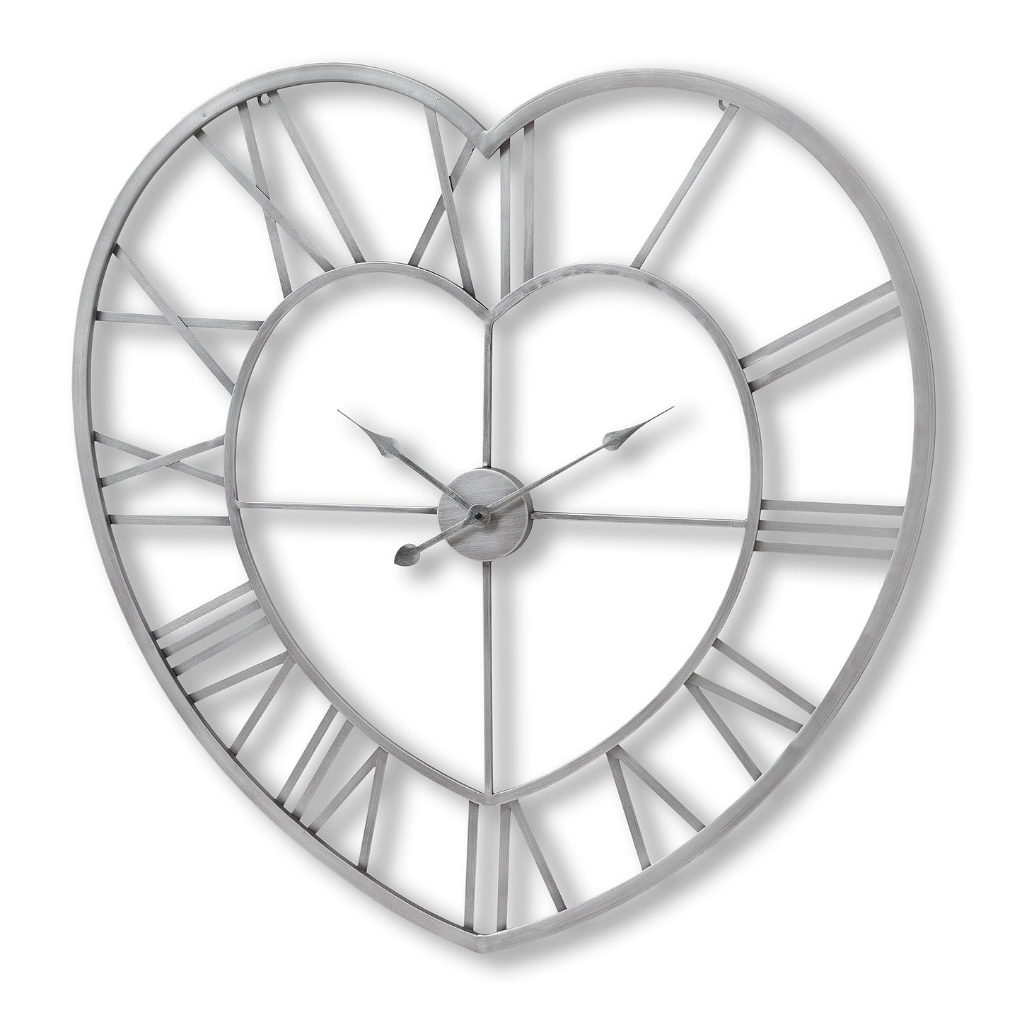 Silver Heart Skeleton Wall Clock