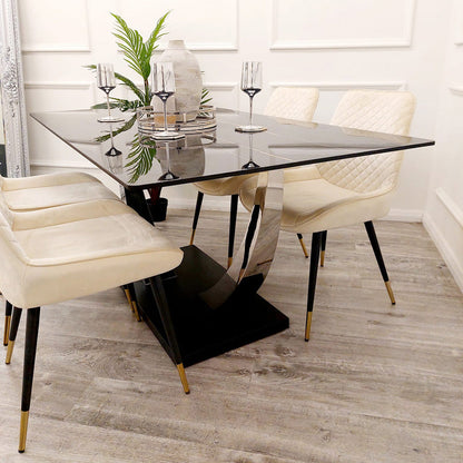 PROMO - Venus 1.6 Chrome Dining Table with Black Sintered Stone Top
