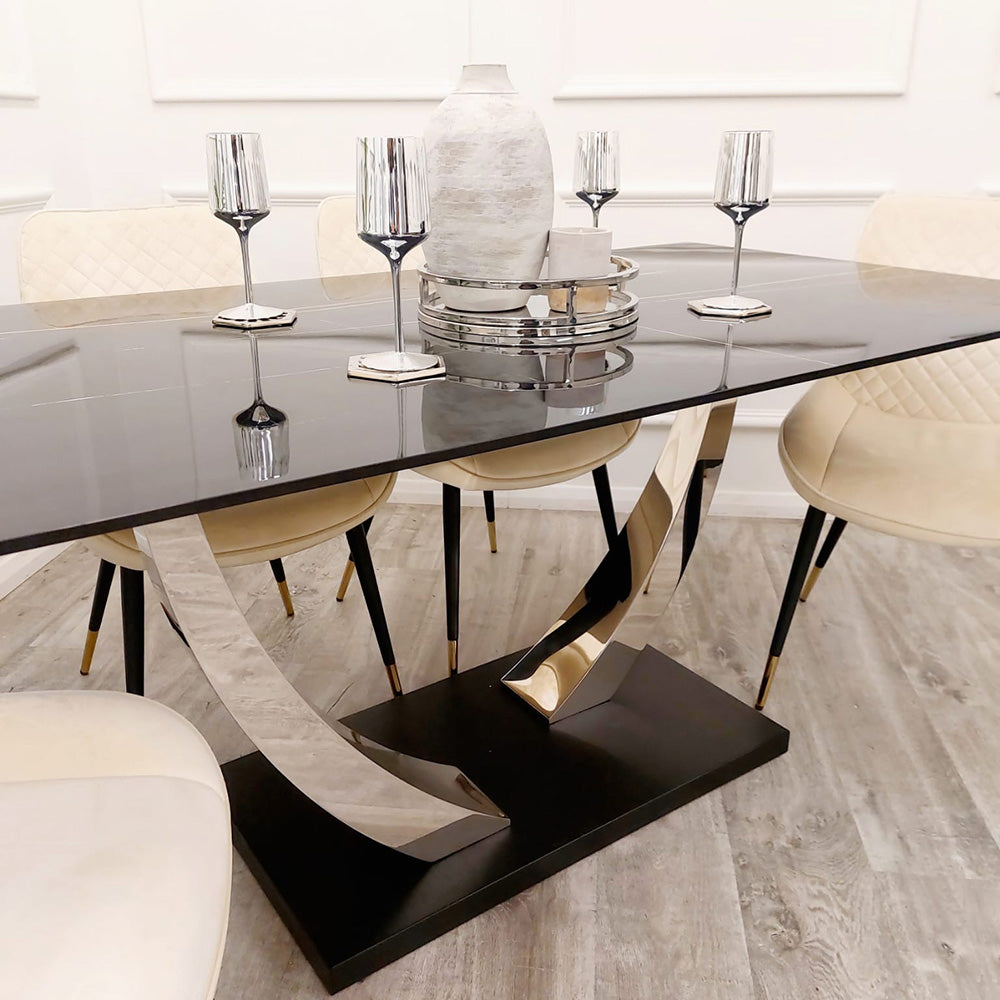 PROMO - Venus 1.6 Chrome Dining Table with Black Sintered Stone Top