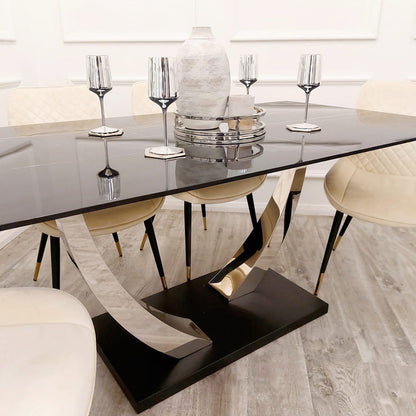 PROMO - Venus 1.6 Chrome Dining Table with Black Sintered Stone Top