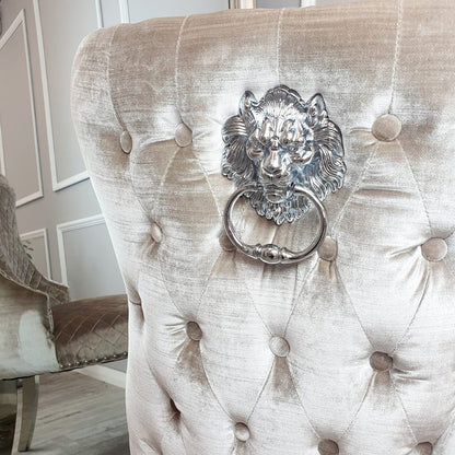 Chelsea Dining Chair ALL COLOURS with Lion Knocker Buttoned Back