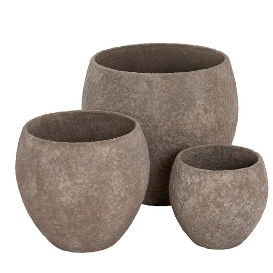 Umber Pot Belly Set Of 3 Planters